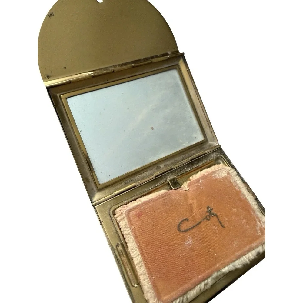 Vintage Coty Envelope Gold-Tone Folding Powder Compact with Mirror & Case